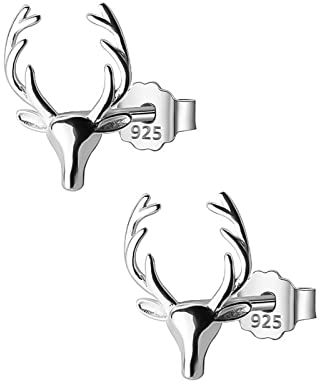 MIVY Ohrringe Silber,925 Sterling Silber Ohrstecker Für Frauen Weihnachten Knorpel Ohrstecker Niedlich Elch Hirsch Tiere Ohrstecker Exquisiter Charme Schmuck Für Frauen Mädchen Geschenk
