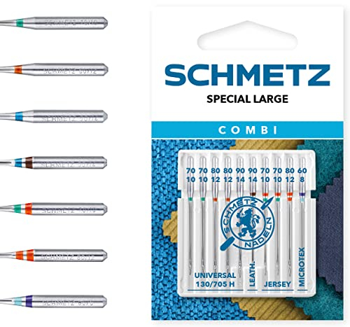 SCHMETZ | 10 Nähmaschinennadeln | Combi-Box Special Large | 130/705 H XYS | Sortierungen | Universal/Microtex/Jersey/Leder