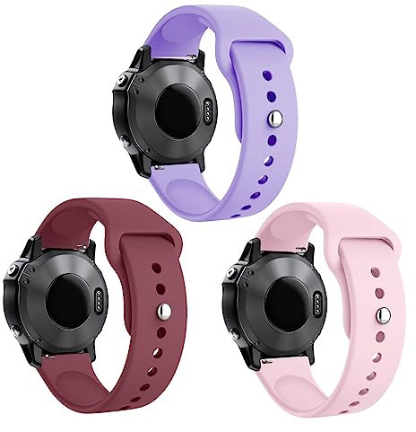 AireWiki 3-PCS Silikon Armbänder Kompatibel mit Garmin Vivoactive 4/ Vivoactive 3/ Vivoactive 3 Music Sport Textur Ersatzband Für Damen Herren Armband (D,Vivoactive 3 Music)