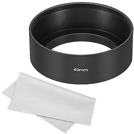 PATIKIL 49mm Lente Parasol, Estándar Enfoque Esmerilado Superficie Anti-Reflectante Interior Parasol con Limpieza Paño para Cámara Lente, Negro