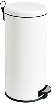 JM ·YIPENG 30L Kitchen Bin,Round Pedal Bin with Removable Inner Bucket and Soft Close Lid,Rubbish Binf or Home,Bathroom,Kitchen,Bedroom,and Office,White