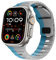 RYLIXAR Correa de Silicona Compatible con Apple Watch Ultra/Series 10/9/8/7/6/5/4/3/2/1/SE, 38-49mm, Deportiva (gris con azul, 42mm/44mm/45mm/49mm/46mm(series10)