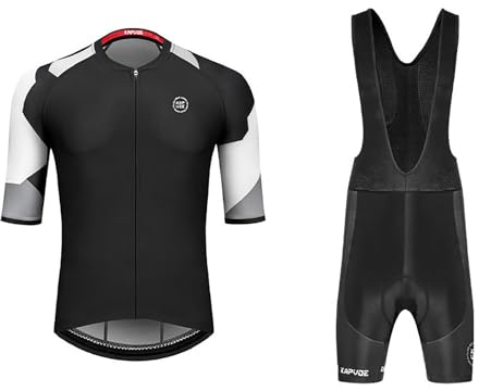 Herren Fahrrad Anzüge Kurzarm Fahrradtrikot Set Fahrrad Trikot Set Atmungsaktive Radtrikot Fahrradbekleidung Set Schnelltrocknend Radler Shirt + Radhose Trägerhose mit Sitzpolster für Radsport