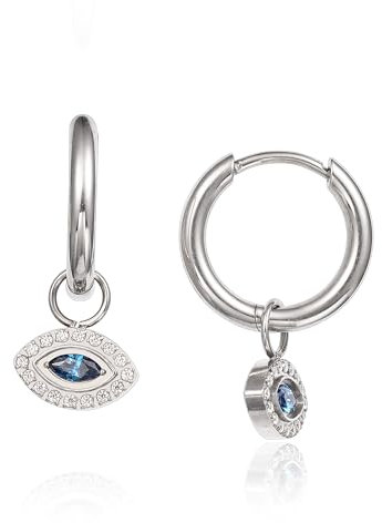 Limerencia Titan Creolen mit Anhänger, G23 Medizinische Hypoallergen Hängende Ohrringe mit Perlen Kubischer Zirkoniumdioxid für empfindliche Ohren Mode Damenschmuck (10mm, Böses Auge)