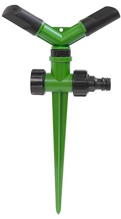 BRICOMED Aspersor riego Circular 360º 2 Brazos con estaca