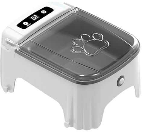 Automatischer Katzenfutter, effizient, elektronischer Futternapf, automatische Futterspender mit Sensor und Timer, 23 x 17 x 11,5 cm, Timed Pet Feeders für Katzen, Grau und Pink
