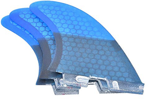 CHICIRIS Surfboard -Flossen -Surfboard Heckflossen Surf Flosse G7 Fiberglas Carbon Faser Kompatibel mit Verschiedenen Paddle Boards 3pcs Set 2 Seitenflossen 1 Mittelflosse Blau