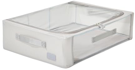 Periea Esme Folding Collapsible Stackable Fabric Underbed Home Storage Boxes with Steel Frames (Grey)