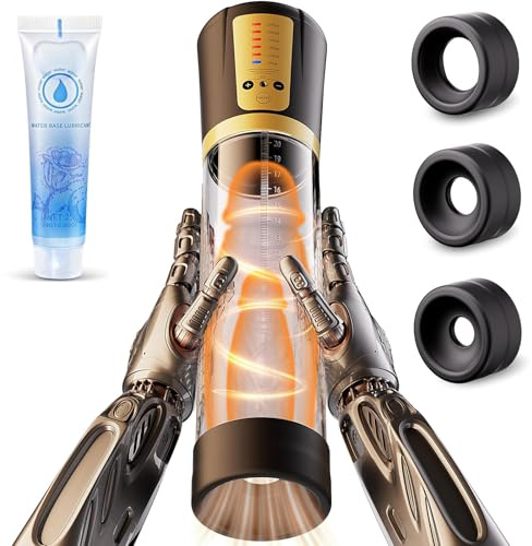 Bomba de Pene Masturbador Juguetes Sexuales - Masturbádores Masculino Electrónico Con 5 Modos de Succión Fuertes y 3 Fundas de Silicona Alargador de Pene Sex Toys Juguetes Eróticos para Hombre Pareja