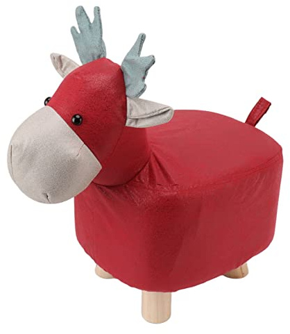 SYUULCOI Tierische Fußhocker verhindern EIN Verrutschen, niedliche Cartoon-Giraffe-Form, weiche kleine Kinderhocker für Zuhause (Rot)