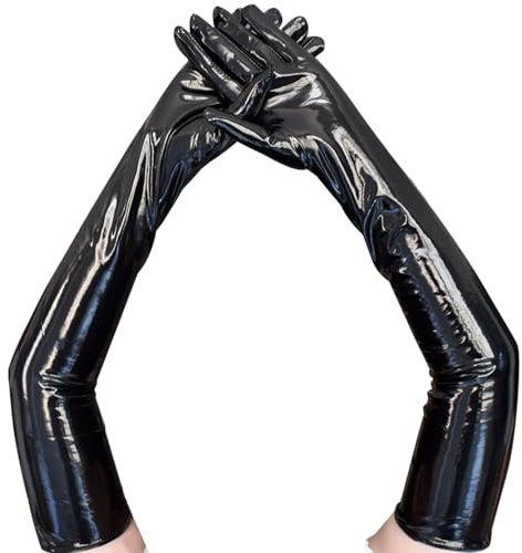 Women's Long Elbow Length Gloves Patent Leather Sexy Elegant Finger Gloves | 50cm/21in, Latex PU Wetlook Shiny Finger Design, for Catwomen Opera Cosplay Parties Clubs Cocktail Outfit, Clothing Accessory