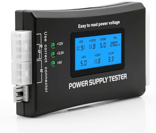20/24 4/6/8 Pin PC Power Supply Tester, 1.8 Inch LCD Digital Power Supply Tester for ATX, ITX, IDE, HDD, SATA, BYI, PCI-E, EPS, Quick Voltage Diagnostic Tool