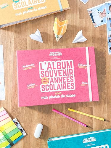 Album photos de classe et souvenirs d'école (édition PREMIUM - 86 pages) - Maternelle, élémentaire, collège et lycée (Rose Framboise)
