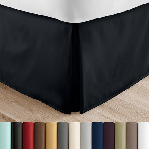 Linen Market Cache-sommier en Microfibre, Facile à Installer, Chute de 36 cm, résistant au rétrécissement et à la décoloration, décoration de Chambre (lit Simple XL, Noir)