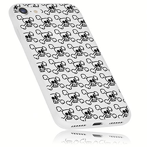 mumbi Hülle kompatibel mit iPhone SE 2 2020 / 7 / 8 Handy Case Handyhülle double GRIP mit Motiv Totenkopf, transparent weiss