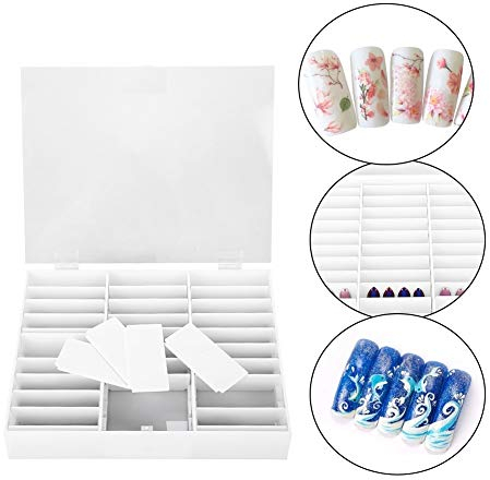 FILFEEL Présentoir à Ongles Presentoir Nail Art Boîte de Rangement Onglerie Vitrine Vide pour Ongles Conteneur de Décoration pour Nail Art 9,44 x 7,48 x 1,77 pouces (Blanc)