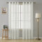 Deconovo Voile Vorhang Gardinen mit Ösen Bestickte Transparent 260x140 cm Creme Blumen 2er Set, Stoff, 260x140