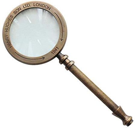 10X Lupe in Antiker Vintage-Optik, vergrößerunglas aus Messing und Glas, Antik Handlupe, Metall, Leselupe Lesevergrößerungsglas, Retro-Geschmack Magnifier für Senioren, Inspektion, Hobby, Handwerk