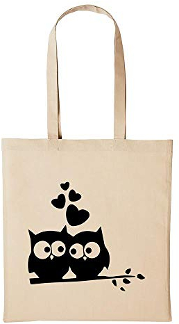 huuraa Baumwollbeutel Eule Geschenk Einkaufstasche Natural 10 Liter Baumwolle Eule Accessoire