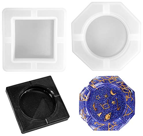Daimay 2 Stück Harzgussformen für Aschenbecher Ashtray Silikonform Gießform Resin Form Set DIY Epoxid Kunstharz Schimmel Silikon Harz Casting Kit Quadratische Rhambus Mittel Kunstharz Formen