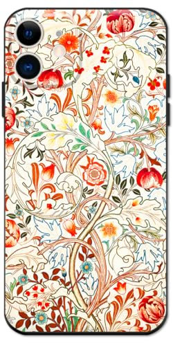 Berkin Arts Compatible with iPhone 12 Case Silicone Cover with Screen Protector Pink Intricate Ornamental Flourishes(Acanthus by William Morris)