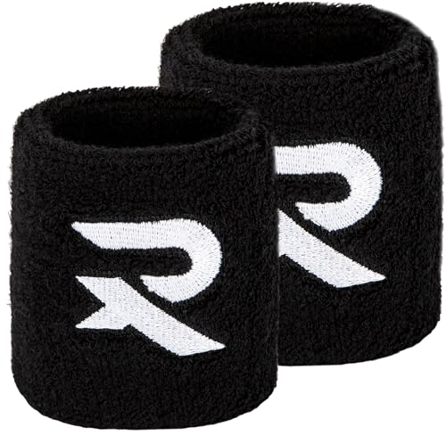 Serre-Poignets en Coton Raquex - Matière Extensible en Coton Doux. 8 cm ou 13 cm de Largeur. Bandeaux Anti-Transpiration de Sport pour Hommes et Femmes. 7 Couleurs Disponibles - Noir