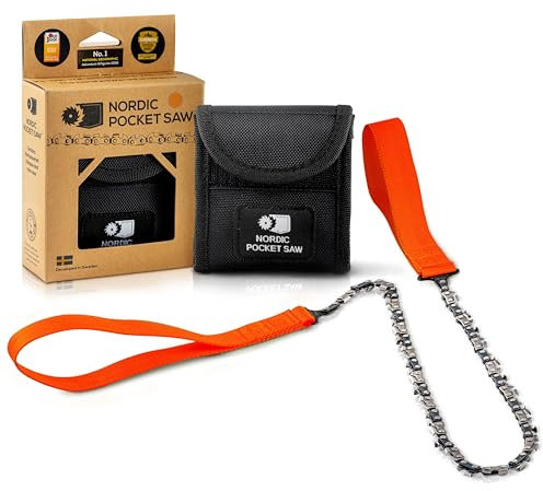 Nordic Pocket Saw Motosega tascabile 93 cm pieghevole motosega a mano con custodia in nylon sega di sopravvivenza e sega da campeggio per esterni motosega manuale per due persone strumento di