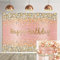 Toile de fond « Happy Birthday » – Toile de fond scintillante avec diamants bokeh brillants rose et pois dorés pour photographie pour femmes et filles – Décorations de fête – Accessoires photo (2,4 x