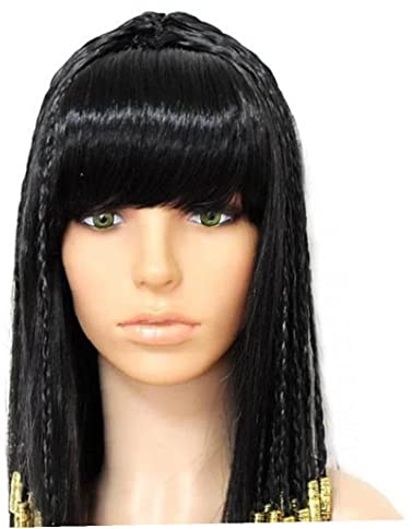 Danlai Cleopatra -Dekoration Schwarzer Perücke Antike Ägypten Haare Halloween Party Haare Für Frauen Vintage Hair Queen Cosplay