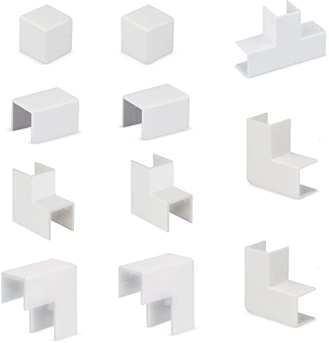 Lion Electric Kabelkanal Verbindungsstücke Multipack 12x12mm - 11 Stücke zum Verbinden mehrerer Kabelkanalprofile zur Kabelführung, Kabelmanagement Zubehör Set für die Montage der Kabelkanäle