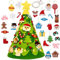 Sapin de Noël en Feutrine pour Enfant, Feutre Arbre de Noël,2022 Ensemble Arbre de Noël Feutre DIY avec 21 Ornements Détachables pour Enfant Noël Décoration Sapin de Noël Décoration pour Murale