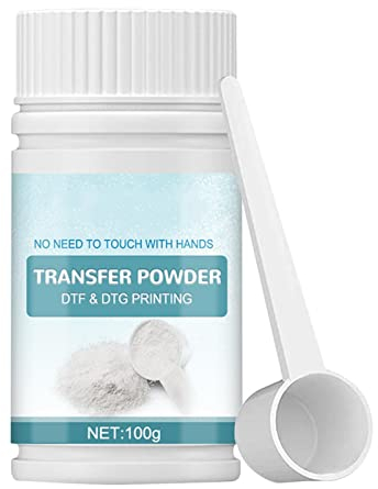 GIMOCOOL DTF Powder White Digital Transfer Hot Melt Adhesive, DTF PreTreat Transfer Powder Für Schwarze Oder Dunkle Kleidungsstücke, DTF Hot Melt Adhesive Powder Für Alle DTF Und DTG Drucker 100 g