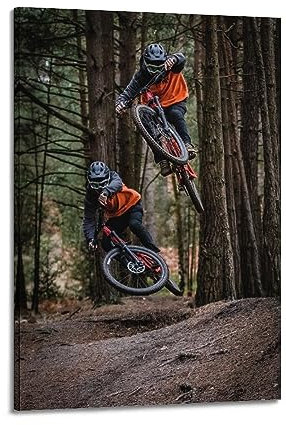YBHF Sport Mountainbike Downhill Poster Wandkunstdruck Retro Ästhetische Raumdekoration Bürodekorationen 30 x 45 cm Rahmen Stil