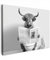 MuchoWow© Bilder 80x60 cm Wohnzimmer Deko Modern Wandbild Foto auf Leinwand Bild Schlafzimmer Room Decor Geschenke Schottisches Hochlandrind - Kuh - Highland Cow - Toilette - WC - Weiß