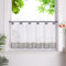 HeichkelL Scheibengardine mit Schlaufen Leinenoptik Gardine Halbtransparent Bistrogardine Landhausstil Kurzstores Grau HxB 45x120cm