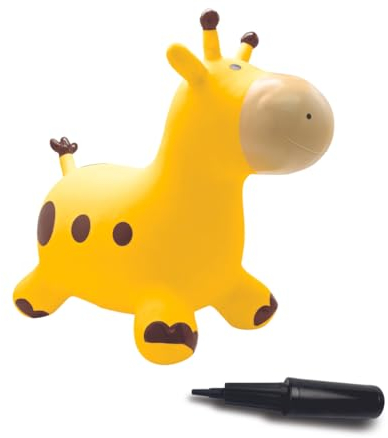 LEXIBOOK, Inflable Jirafa Saltarina, Juego de Rebote, Interior y Exterior, Bomba Manual incluida, Plástico Seguro y Resistente, Amarillo, BG050GI