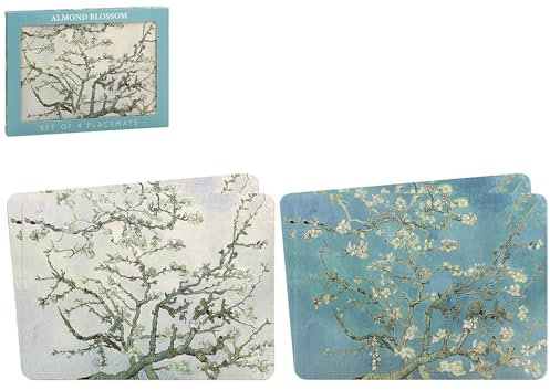 The Leonardo Collection Almond Blossom Table Place Mats Set of 4 | Non Slip Washable Table Mats For Dining | Designed By Vincent Van Gogh | Set of 4 Printed Designer Placemats