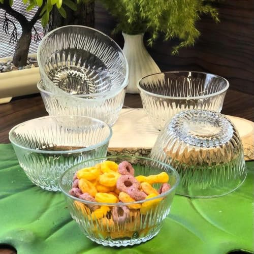 LAV - Juego de 6 cuencos de postre, 215 ml, 100 % sin plomo, de cristal, juego de 6, vasos de postre, vasos de postre, cuencos para pudin, cuencos apilables para servir salsas