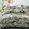 Freyamy Blumen Bettwäsche 155x220cm 2teilig Baumwolle Weiß Grün Floral Blätter Pflanzen Wende Bettwäsche Blumenmuster Mädchen Bettbezug mit Reißverschluss und Kissenbezug 80x80cm