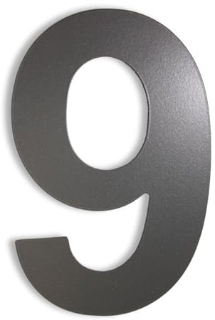 KTC-HOME - PREMIUM Hausnummer Eisenglimmer inkl. Montagematerial - pulverbeschichtet - Arial - Höhe 20 cm - DB 703 - rostfrei & wetterfestes Hausnummernschild - Hausnummer 9 -
