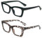 KoKoBin 2 Pack Lesebrille Damen Anti-Blaulicht Lesebrillen quadratische Mode Computer Brille (2 Pairs, 1.5, Dioptrien)