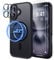 seacosmo 5 in 1 Magnetic for iPhone 16 Case with 2X HD Screen Protector + 2X Camera Lens Protector, [15 FT Grade Protection] Shockproof Phone Cover for iPhone 16 6.1 Inch, Matte Black