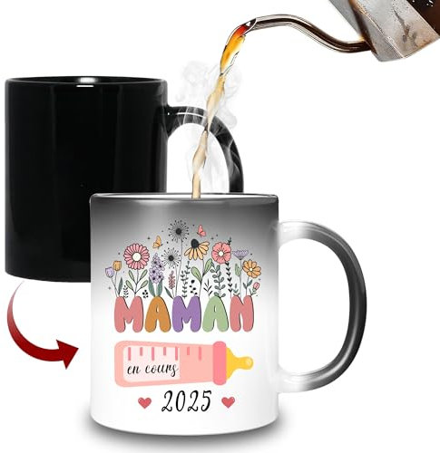 HALUMI Mug Magique Pour Meilleure Maman - Tasse Originale Future Maman En Cours - Idée Cadeau Pour Annonce Grossesse Enceinte Bébé Fête Des Mères Noël Anniversaire Famille - Mug En Ceramique 330ml