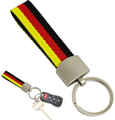 CAIHINIER Schlüsselanhänger Deutschland Flagge,Deutschen Flagge Streifen Schlüsselring aus Edelstahl Metallring,Nicht Leicht zu Brechen Mode Rostfrei und Lichtecht,Schlüsselbänder für Herren