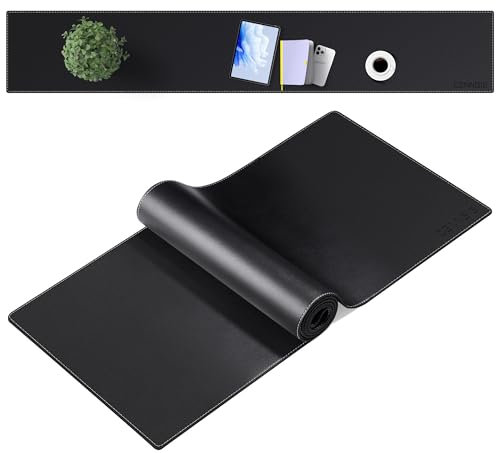 CENNBIE Housse de table console en cuir, housse de table de console étroite, housse longue, utilisable sur les tables de canapé derrière le canapé et la table console TV (noir, 180 x 30 cm)