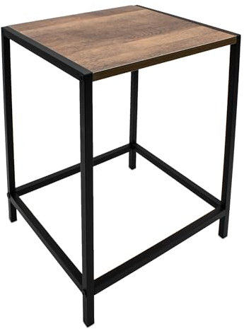 Spetebo Holz Beistelltisch mit Metall Gestell in schwarz - 32 x 28 cm - Couchtisch quadratisch mit Tischplatte in Holzoptik - Wohnzimmertisch Dekotisch Blumentisch Telefontisch Ablagetisch Deko Tisch