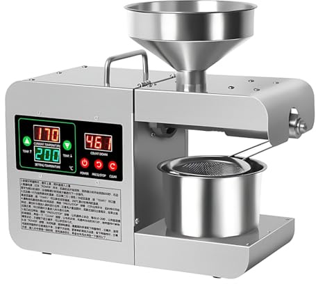 SHAHRYAR 820w Kitchen Oil Press Machine,Commercial Grade Stainless Steel,With Lcd Diplay,For Tea Seed Kernels, Flax Seeds, Perilla Seeds, Almonds, Hazelnuts, Soybeans