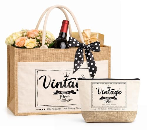 AmzLinkal Geschenk zum Geburtstag für Frauen – Stoff Tragetasche mit Kosmetiktasche, stilvolles Geburtstagsgeschenk für Mama, Freundin & Kollegin