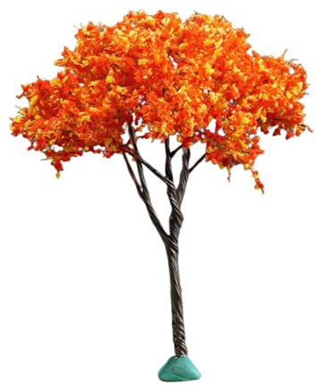 perfeclan Maquette d'arbre à cerisier artificiel en fleurs, décoration de, ornement de tableau de bord mignon pour décor de jardin à faire soi-même, Orange, 10cm