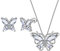 Aurora Tears Schmetterling Halskette/Ohrringe Set 925 Sterling Silber April Birthstone Weiß CZ Schmuck Set Tiere Schmuck für Frauen und Mädchen DS0045W